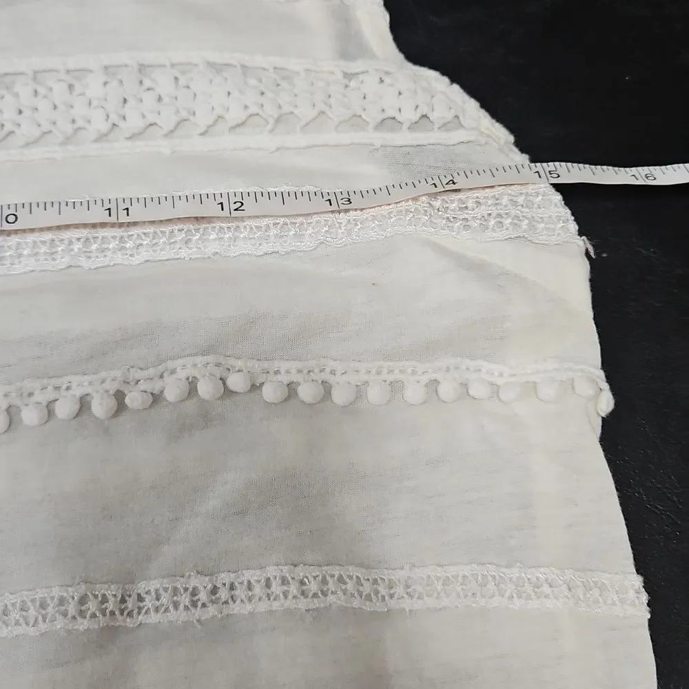 J. Crew Off White Crochet Pom Pom Tank Top (Fits XS) Cottagecore Coquette Boho